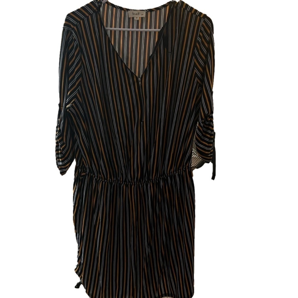 Love J Plus Sized Black Yellow & Striped Dress Size 2x
